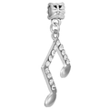 Pendentif note de musique argenté avec cristaux pour bracelets à perles DIY - Charme Croche Musicale En Strass (040)