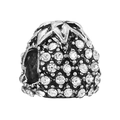 DIY pineapple charm bead with sparkling crystals for charm bracelets in oxidized silver finish - White Rhinestone Vintage Pineapple Style (12) / 12