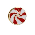 Passant rond émaillé DIY 10mm avec motif spirale rouge et blanc en finition dorée - 07-Red White