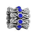 Charm vintage in argento con strass blu e motivi geometrici per bracciali - Perlina a Foro Largo Texturizzata Vintage (004)