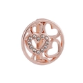 Charm cuore tondo oro rosa con strass per accessori bracciale a maglia da 10mm - Stile Cuore Tondo Svuotato (07)