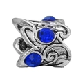 Perla in lega stile vintage con strass blu scuro e motivo traforato retrò argento - Perlina Intagliata Cava a Spirale (006)