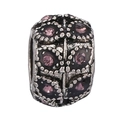 Vintage trommel-bedel met zwart emaille en roze kristallen voor DIY armbanden sieraden - Vintage Zwarte Emaille Roze Strass Kraal (014)