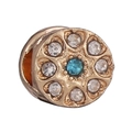 Golden flower charm bead with blue center stone and white crystals for jewelry making - Normal Specification / Gold Lake Blue Rhinestone Style (28)