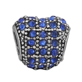 Charm a cuore blu con strass incastonati in argento vintage per bracciali fai-da-te - Perlina a Cuore Blu con Pavé (007)
