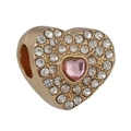 Luxury heart charm with pink crystal and pavé rhinestones for DIY bracelets - Normal Specification / Gold Pave Pink Heart Style (30)