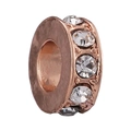 Perle d'espacement en or rose avec cristaux blancs pour bracelets à breloques - Style Anneau Incrusté Strass Or Rose (007)