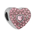Elegant silver heart charm with pink crystals and rhinestones for DIY bracelets - Silver Pave Pink Heart Style (31)