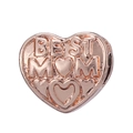 Roségold-Anhänger in Herzform mit Best Mom Gravur für DIY-Bettelarmbänder - BEST MOM Herzperle (019)