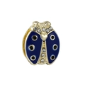 Breloque coccinelle dorée pour bracelet 10mm avec émail bleu et strass brillants - 13-Gold Blue