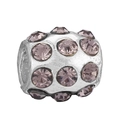 Verzilverde cilinder bedeltje met lavendel kristallen voor DIY armbanden - Lavendel Strass Vat Kraal (019)