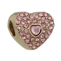 Pink rhinestone heart charm bead in gold finish for DIY bracelet making and jewelry design - Gold Pink Heart Rhinestone Style (32)