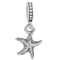 Starfish charm with heart-embossed bail in silver finish for DIY charm bracelets - Textured Starfish (3) / Antique Silver