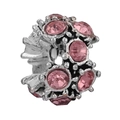 Zilveren bedel met roze kristallen bloemen voor doe-het-zelf armbanden en sieraden - Roze Strass Bloemencluster Geoxideerde Hanger (020)
