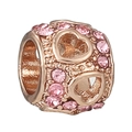 Rose gold hollow heart charm bead with pink crystals for DIY jewelry bracelet - Rose Gold Hollow Pink Stone Style (33)