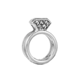 Silver stainless steel heart keeper charm with inset crystals for 10mm slide bracelet - Standard Spec / Diamond Outline Style (21)