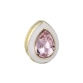 Pendentif goutte avec cristal rose et émail blanc pour bracelet keeper de 10mm - 16-Pink Gold White