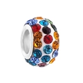 Sparkling multi-color crystal pavé large hole bead for DIY charm bracelet jewelry - Multicolor Rhinestone Pave Bead (1) / 1-Multicolor