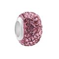 Silver bead charm featuring pavé-set pink crystals for DIY European style bracelets - Normal Specification / Pink