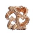 Elegante ciondolo a cuore cavo in oro rosa per bracciali gioielli fai da te - Cuori Collegati Oro Rosa (012)