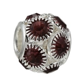 Zilveren kraal in Pandora-stijl met gefacetteerde donkerrode kristallen voor DIY armbanden - Dieprode Edelsteen Pave Bol Bedeltje (024)