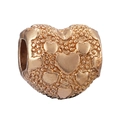 Ciondolo a cuore in oro rosa lussuoso con motivi a rilievo per bracciali DIY - Texture d'Amore Oro Rosa (013)
