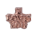 Roségoldene Charm-Perle mit I LOVE YOU Gravur für DIY Armbänder und Schmuck - I LOVE YOU Blockperle (025)