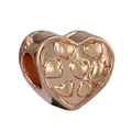 Perla a cuore in oro rosa con motivi a rilievo per bracciali charm fai-da-te - Cuore in Rilievo Oro Rosa (014)