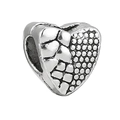Vintage silver heart charm with geometric textures for DIY bracelet accessories - Dual Texture Heart (025)