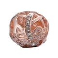 Perle de breloque ajourée en or rose luxueuse avec incrustations de zircons blancs - Style Vigne Creuse Or Rose (015)