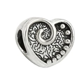 Silver alloy heart charm with swirl relief and textured details for DIY bracelets - Swirl Relief Heart (026)