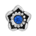 Ciondolo a fiore in argento vintage con cristallo blu e petali testurizzati dettagliati - Accessorio Fiorellino Ossidato Vintage (017)