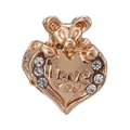 Ciondolo orsetto dorato con cuore inciso I Love You e cristalli scintillanti - Orso Cuore Oro (016)
