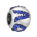 Ciondolo a sfera argento con cristalli blu e motivo a Z per bracciali DIY - Perlina in Strass a Zigzag (018)
