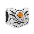 Silver alloy DIY charm featuring an orange round gemstone with abstract engravings - Orange Gemstone Totem Engraved Bead (022)
