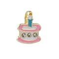 Pendentif gâteau d'anniversaire DIY doré avec émail rose et oxydes de zirconium - 25-Gold Pink White Blue