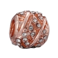 Perle creuse en or rose avec zircons blancs étincelants pour bracelets bijoux DIY - Perle Creuse Pave Or Rose (019)