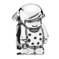 Silver girl charm with ponytail and polka dot dress for DIY bracelets - Polka Dot Dress Girl (030)
