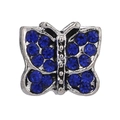Charm a farfalla in argento con cristalli blu scuro per bracciali di lusso DIY - Ciondolo Farfalla con Ali in Pavé (021)