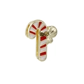 Pendentif canne à sucre 10mm en acier inoxydable avec émail rouge et blanc - 26-Gold Red White