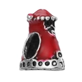 Red enamel Christmas cone bead with silver details and large hole for DIY bracelets - Red Enamel Cone (005)