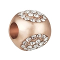 Perle charm en plaqué or rose avec zircons blancs sertis et large trou pour bracelet - Perle Extrémités Strass Or Rose (020)