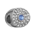 Charm in argento con cristallo blu centrale e intarsio di zirconi bianchi micro-pave - Charm Cilindrico Circondato (025)