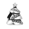 Christmas tree charm bead with silver finish and sparkling rhinestones for DIY bracelets - Rhinestone Christmas Tree (007)