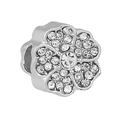 Charm floral en argent avec cristaux pavés pour bracelets DIY et bijoux - Breloque Boule Fleur Cinq Pétales Pierres Pavées (45)