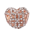 Breloque cœur en or rose luxueuse avec cristaux pavés pour bracelets DIY - Perle Cœur Plein Strass Or Rose (024)