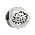 Vintage silver alloy charm bead featuring embossed lips with textured dot patterns - Vintage Lips Relief (035)