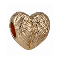 Ciondolo a cuore dorato con ali d'angelo a rilievo per la creazione di bracciali DIY - Cuore Alato Oro (023)