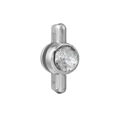 Silver heart-shaped stainless steel keeper charm with a round sparkling zircon stone - Standard Spec / Long Bar Rhinestone Style (35)