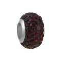 DIY charm bead featuring deep red pavé crystals and silver core for charm bracelets - Normal Specification / Burgundy
